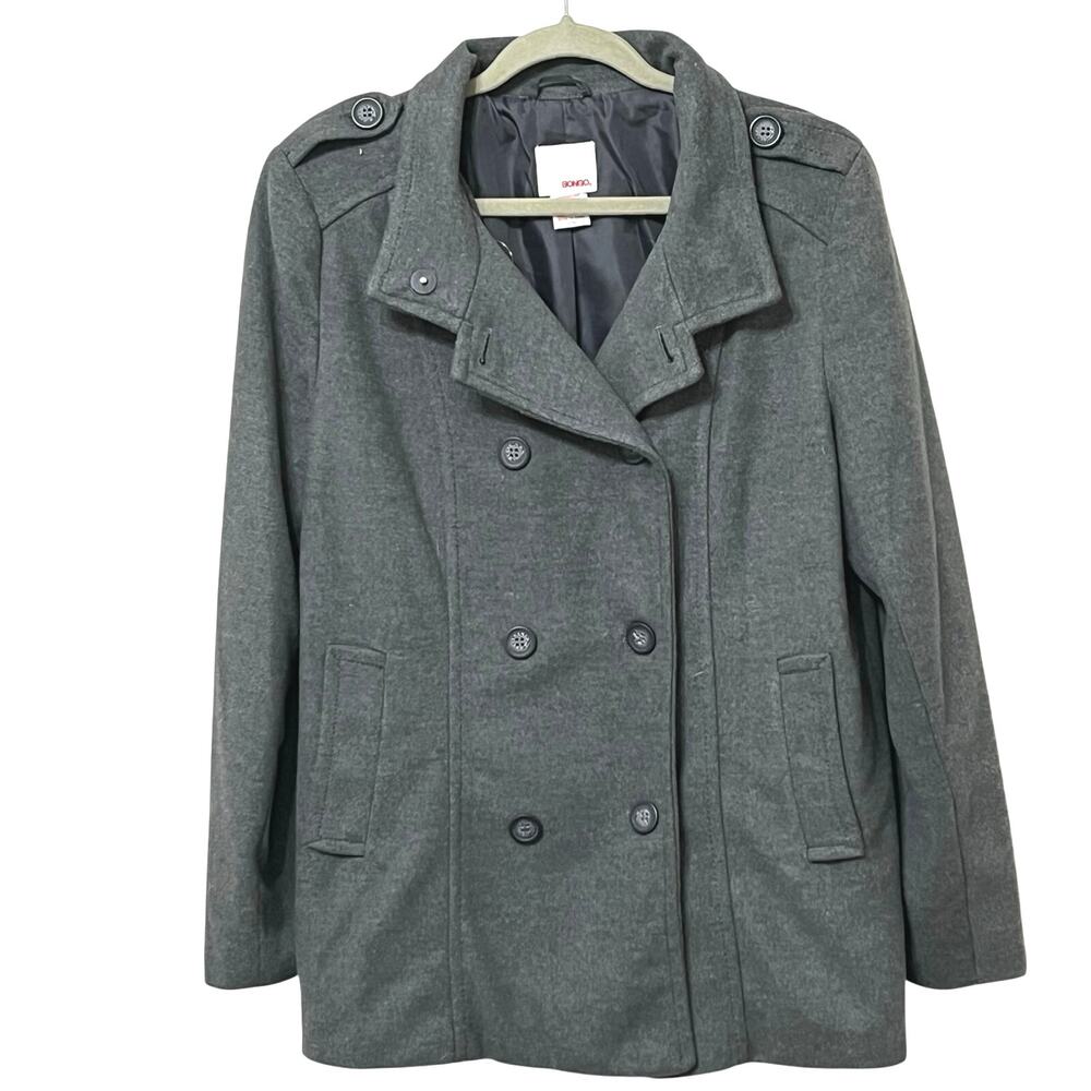 Bongo Heather Gray Women’s Jacket Sz Large‎ Double Breasted Super Soft Lined